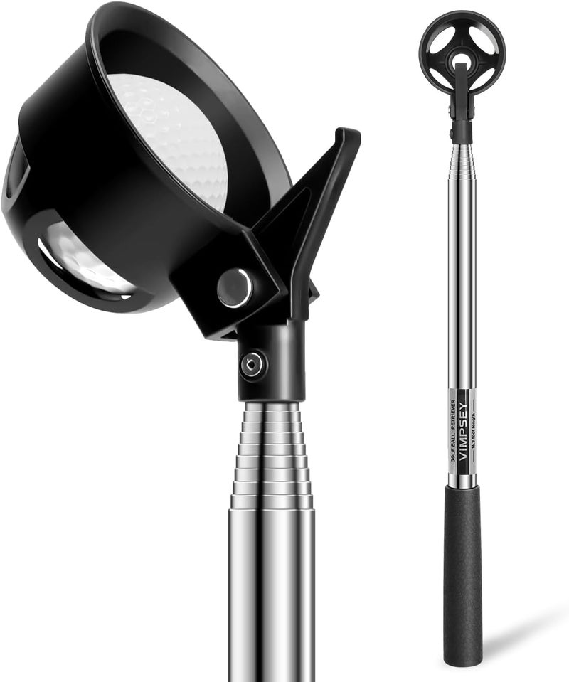 VIMPSEY 9Ft/12Ft/16.3Ft/20Ft Golf Ball Retriever for Water Telescopic, Stainless Steel Ball Retriever Tool Golf Ball Grabber - Image 1